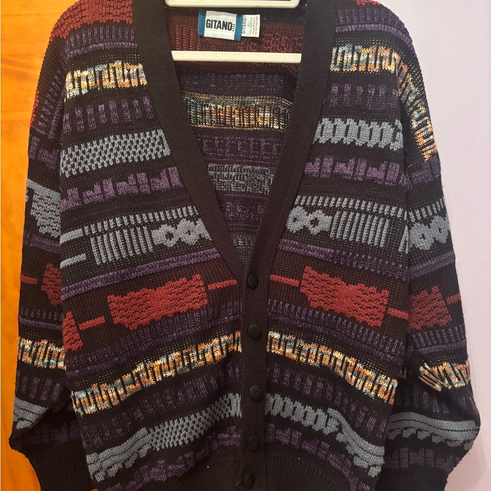 Gitano Striped Knit Cardigan with Button Front